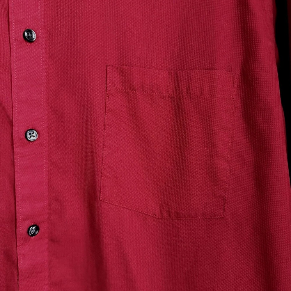 Van Heusen Pin Cord Dress Shirt Mens 17 34-35 Berry Red Wrinkle Free Classic Fit - Picture 7 of 10